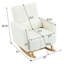 Chaise berçante en velours blanc crème avec coussin, support ergonomique très confortable, conception à surpiqûres verticales, polyvalente pour une finition intérieure et confort d'assise spacieux, dossier remarquablement visible