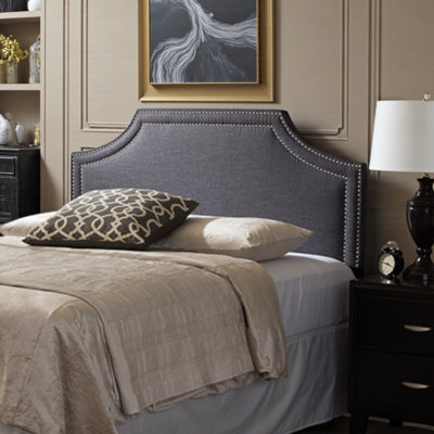Ashor Modern And Contemporary Grayish Beige Fabric Upholstered Full Size Headboard by Lark Manor