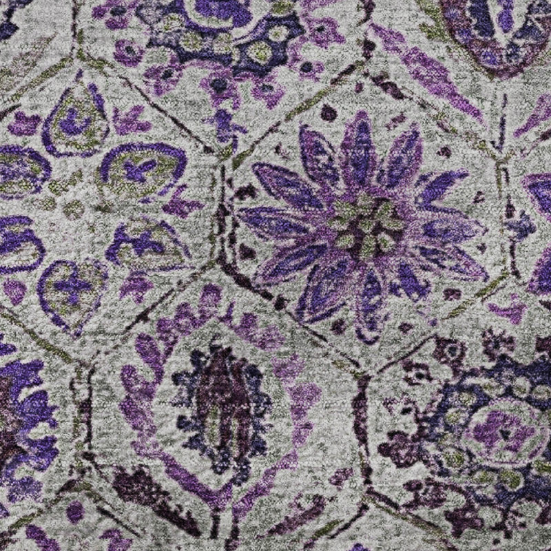 Premium Machine Washable Ralston AMF1938 Floral Rug, Rectangle 5' x 7'6"
