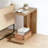 C-Shaped Bedside Table with Slatted Design