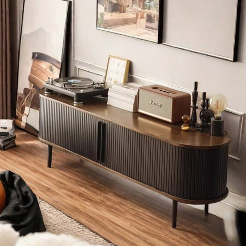 Meuble télé en bois massif au design simple, 70.86''