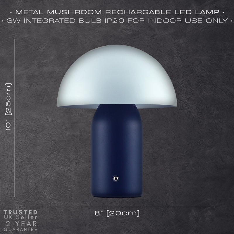 Modern Rechargeable Mushroom Table Lamp With Touch Dimmer Button By 17 Stories, Midnight/Nova Blue