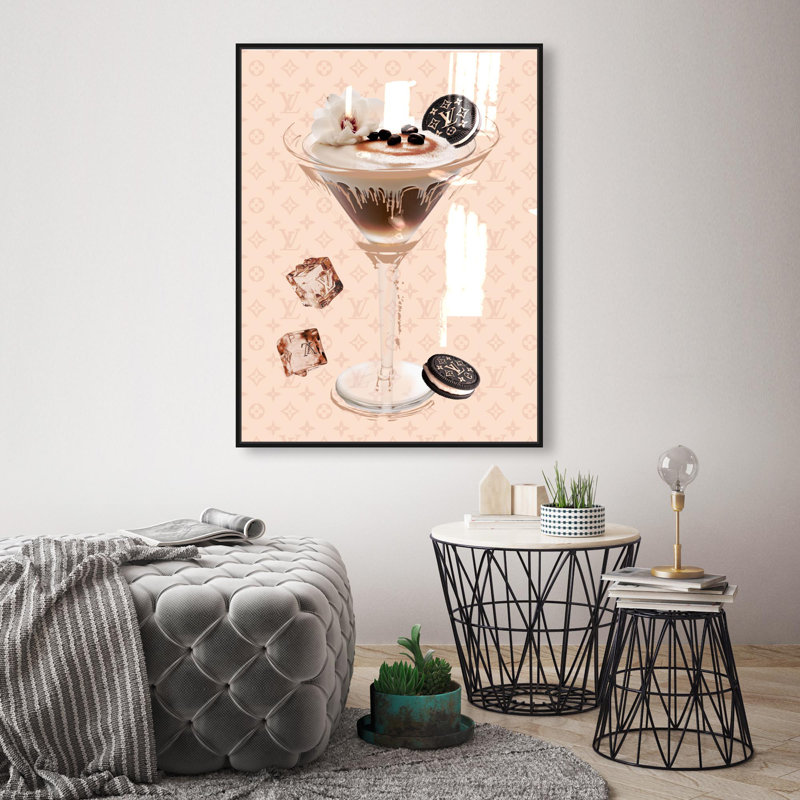 Oliver Gal Espresso Martini Luxe Glam & Bar - Hand-Applied Glass Coat Framed Canvas Art, 45" H x 36" W, Black