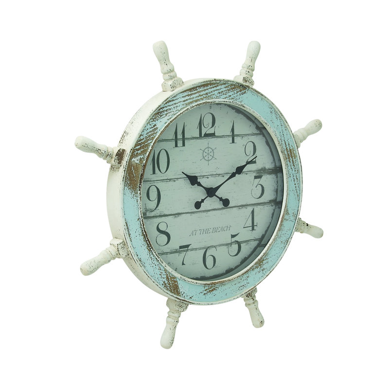 Silver Shipwheel Helm Nickel Wall Clock Silver Shipwheel Helm Nickel Wall Clock