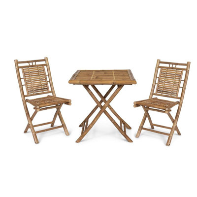 Ambresha 2 - Person Bamboo Wood Patio Dining Set with Square Table