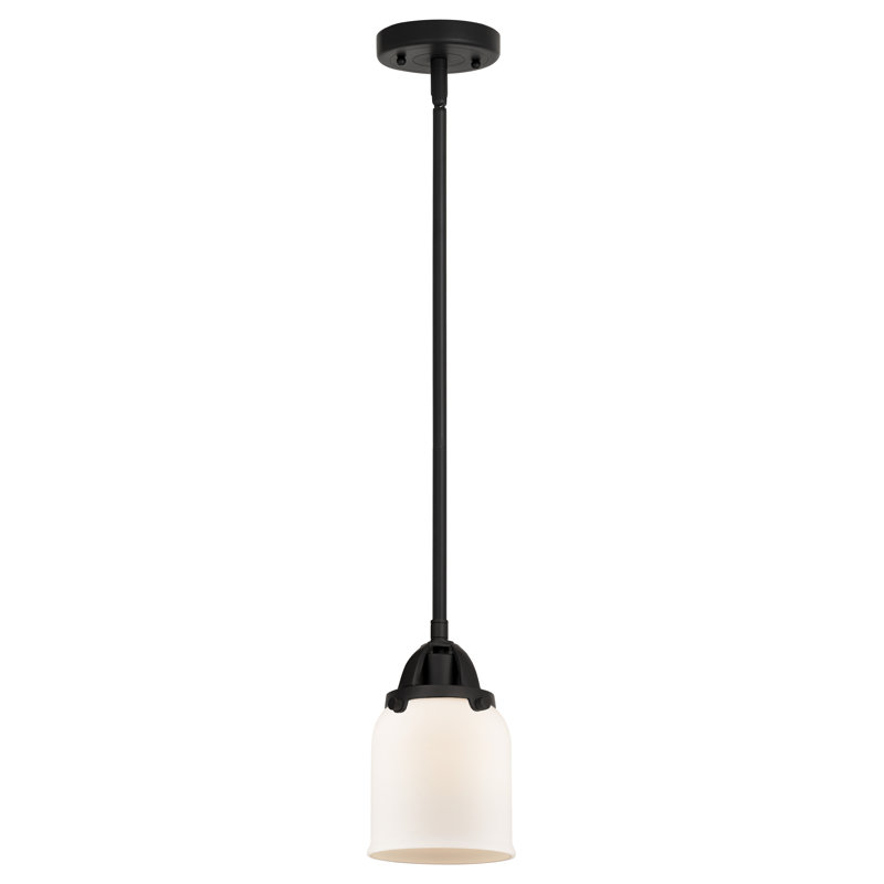 Nouveau 2 - Amberlynn - Mini-luminaire suspendu sur tige 1 lumière - Ampoule non incluse - Abat-jour, Blanc mat, Noir mat
