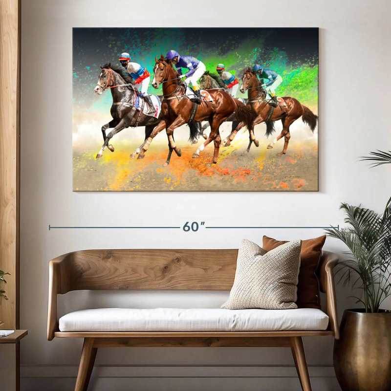 Course de chevaux Sirci, H 34 po x l 51 po