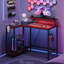 106cm Reversible L-Shaped LED Gaming Desk - Carbon Fiber with Monitor Stand & Headset Hooks