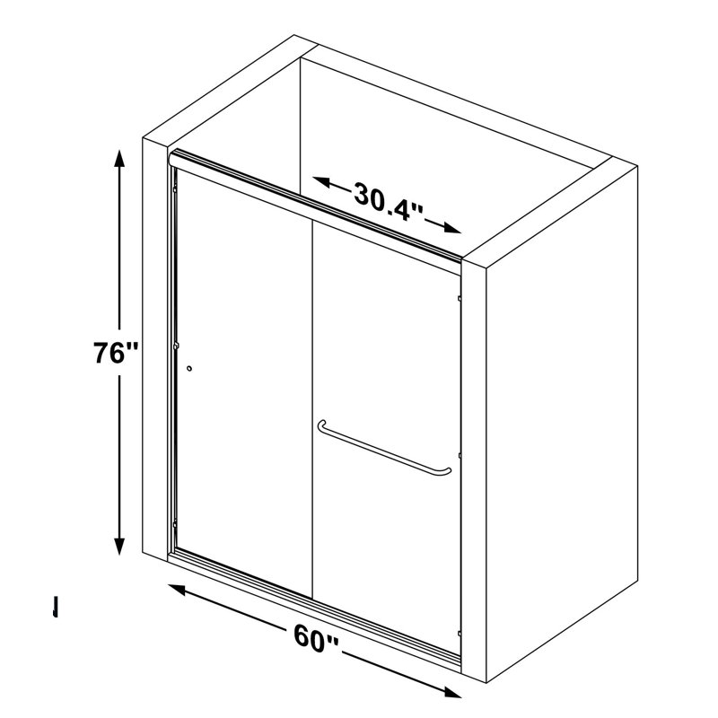 Porte de douche coulissante réglable double l 60 po x H 76 po avec verre trempé transparent de 6 mm pour la salle de bain