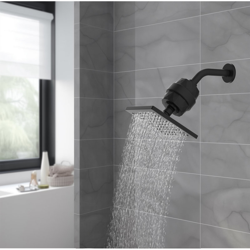 Pomme de douche à effet pluie 6 "avec filtre à 20 étapes - haute pression, eau propre, peau saine, noir mat, Matte Black