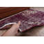 Tapis turc rétro Oushak de conception florale mauve en laine, idéal pour la chambre à coucher et l'ambiance douillette