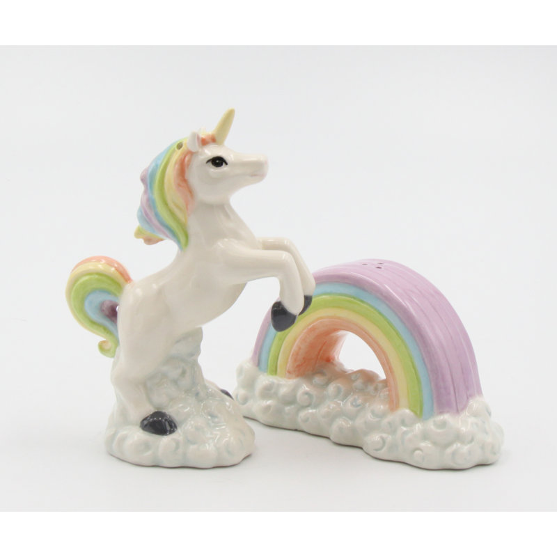 Cosmos Gifts Unicorn Over the Rainbow Salt and Pepper Shaker