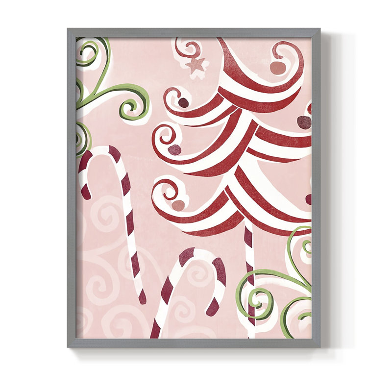 Impression encadrée «Candy Cane Holiday II» - bois massif, H 15 po x l 12 po, Cadre gris