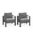 Set Of 2  28" All-Weather Metal Patio Armchairs With Thick Gray Cushions & Gray Frame-838759782-838759780
