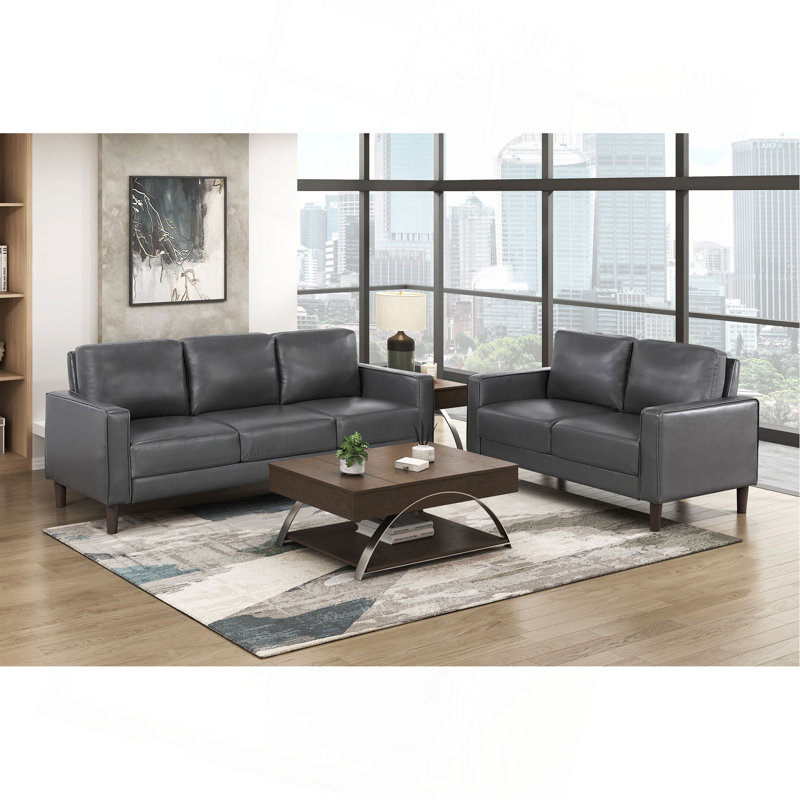 Causeuse de canapé en cuir massif Modern, Gris foncé