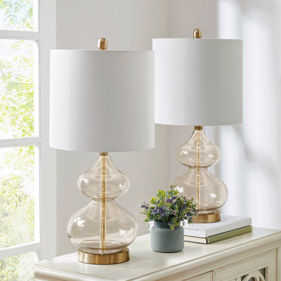 Curved Glass Table Lamp, Set Of 2