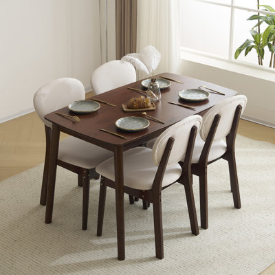 Ensemble de salle à manger 5 pièces en bois massif pour 4, table de cuisine moderne avec chaises rembourrées 