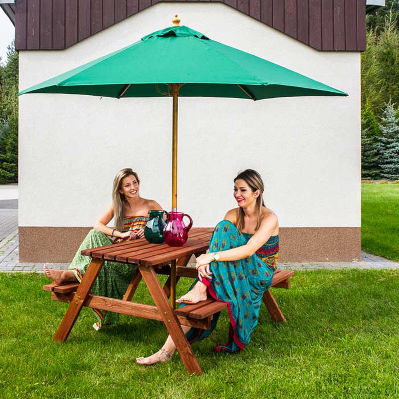 Priscilla 6 - Person Wood Patio Dining Set with Rectangular Table, Dark Grey, H72 x W150 x L127cm