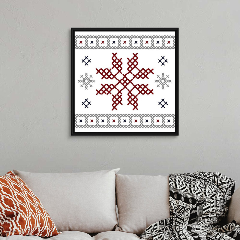 Impression de flocons de neige sur toile, Cadre noir, H 38 po x l 38 po x P 1,75 po