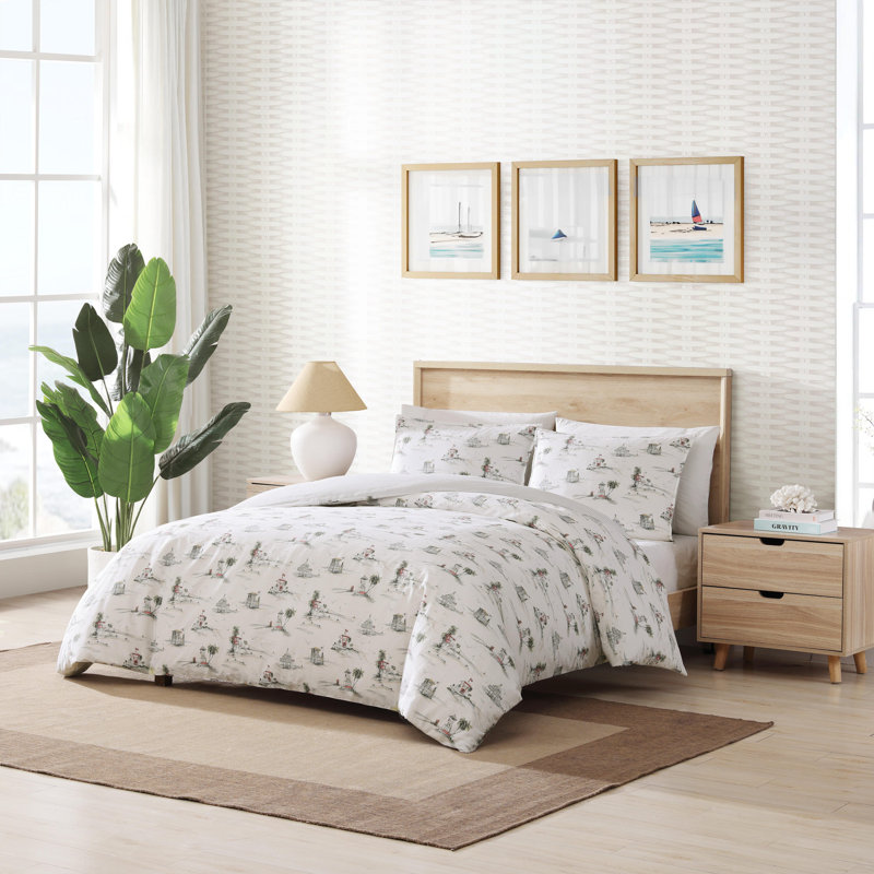 Beach Club Cotton Duvet Cover Set, King Duvet Cover + 2 King Shams