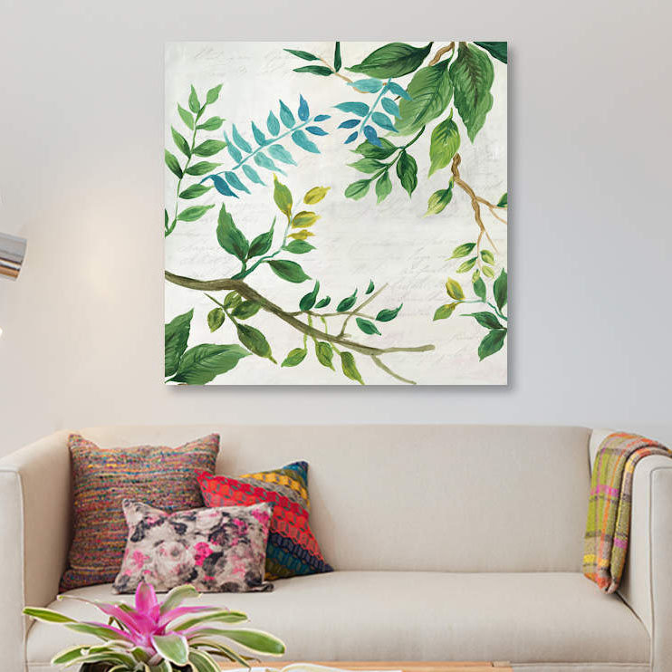 « luxueux leaves », impression sur toile, H 12 po x l 12 po x P 1,5 po, Pas de tapis, Toile tendue