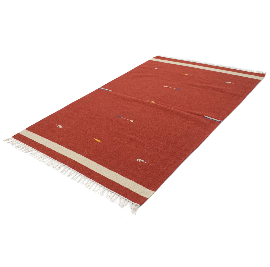 Handmade Kilim Wool Red Indoor/Outdoor Rug