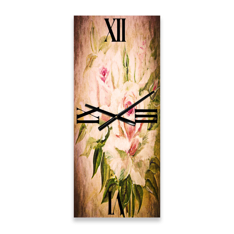 Trois roses roses - Horloge murale traditionnelle, Petit