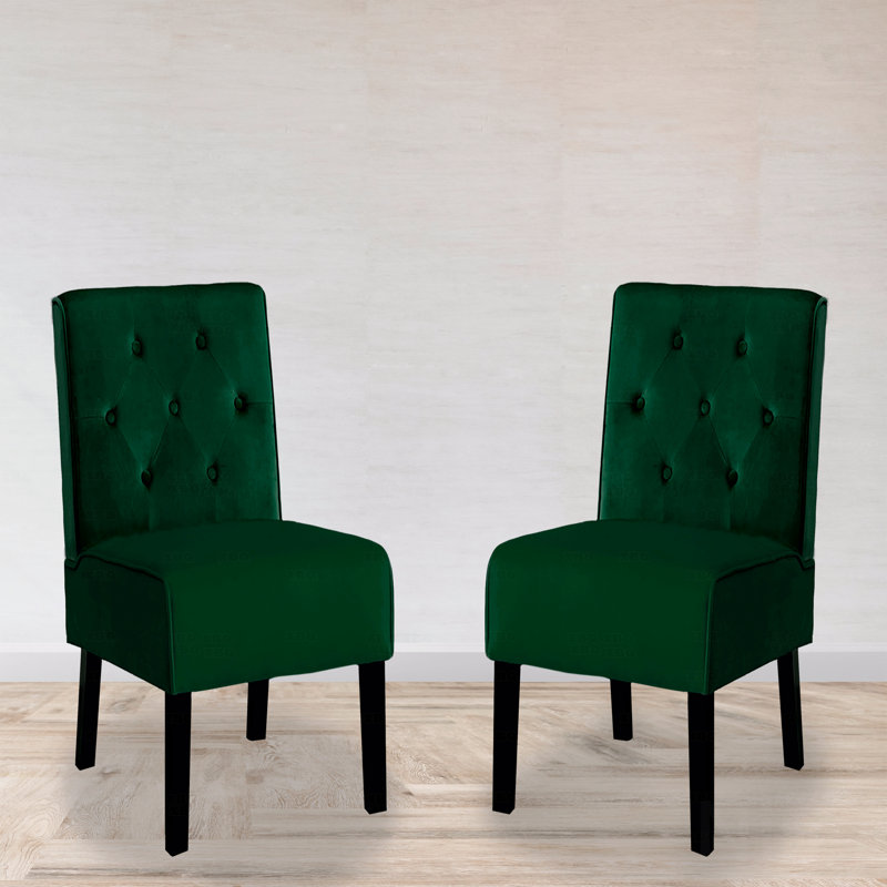 Chaise d'appoint 53 po 2 pièces avec accoudoirs capitonnée et capitonnée en tissu de velours, Vert