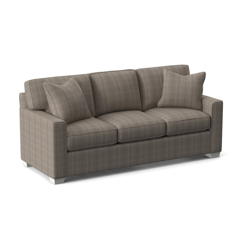 Frye Upholstered 81'' Sofa, Frost White, Taupe Plaid