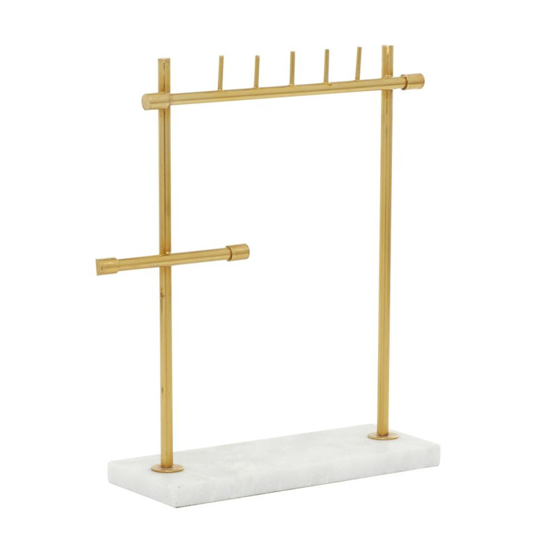 Marble Gold Jewelry Stand with Rectangular Base