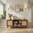 TV Stand For 60 Inch TV, Wooden Mid Century Modern Entertainment Center With Natural Rattan Door, Boho Media TV Console For Living Room,(Black)-549290997