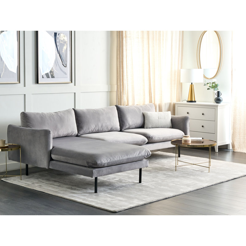 Almalik 4 Seater Corner Sofa , Grey Velvet
