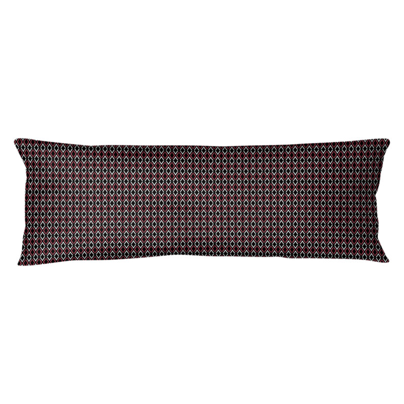 Coussin lombaire à losanges arrow, Bourre en polyester, Molleton moelleux, Noir / rouge