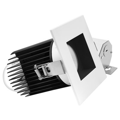LUXRITE 4" LED Recessed Light, Regressed Canless Spotlight, 5CCT, 60º, 22W, 1700LM, Interchangeable Square Brass Trim, Dimmable, Wet & IC Rated