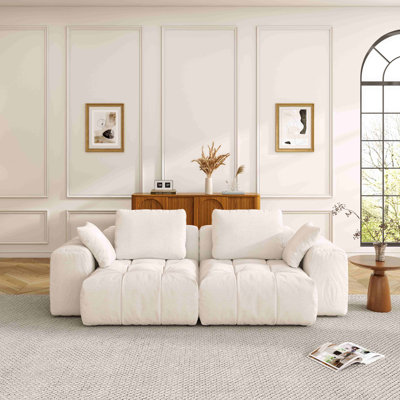 87.4" Cloud Couch,Down filled Modular sofa loveseat couch 2 seater for living room
