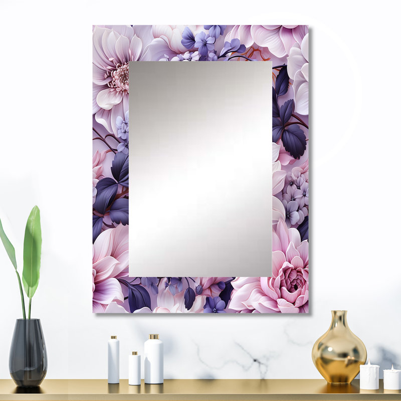 Heddwyn - Floral Decorative Mirror On Metal, 32 po x 24 po