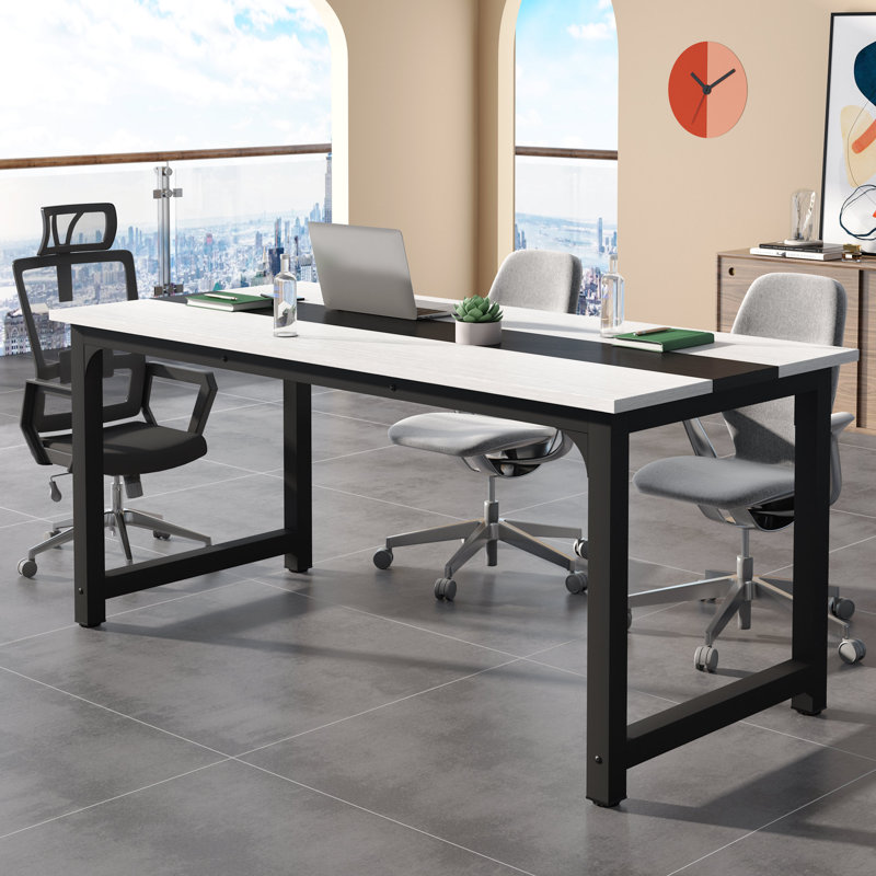 180cm Rectangle Conference Table, Black, Rustic Brown/Black