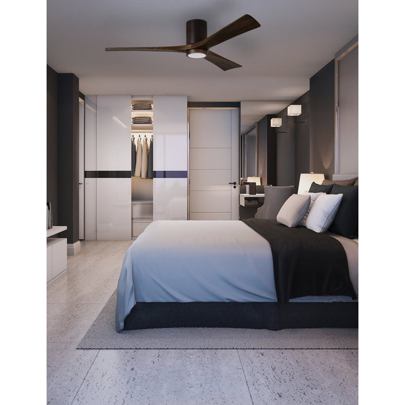 Irene LED Ceiling Fan, Textured Bronze, 60", Walnut