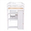 Lit mezzanine en bois massif pour petite chambre à coucher, lit simple blanc avec rangement intégré et bureau intégré