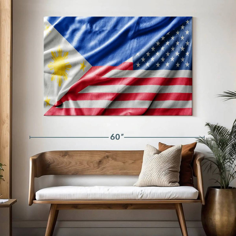 Drapeau des Philippines et des États-Unis, H 34 po x l 51 po