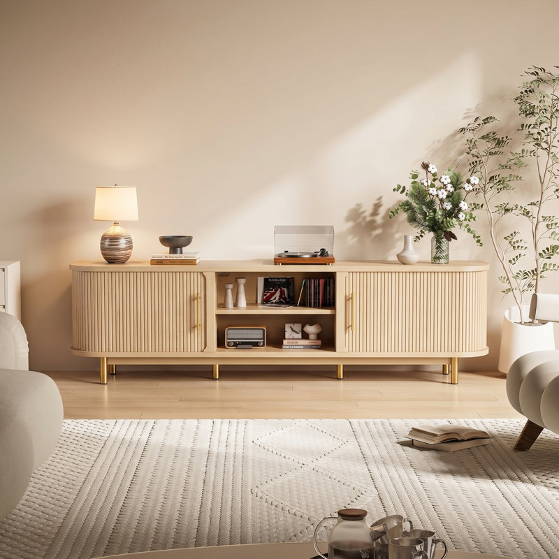 Meuble télé 70,2 po Mid-Century, Oak Wood