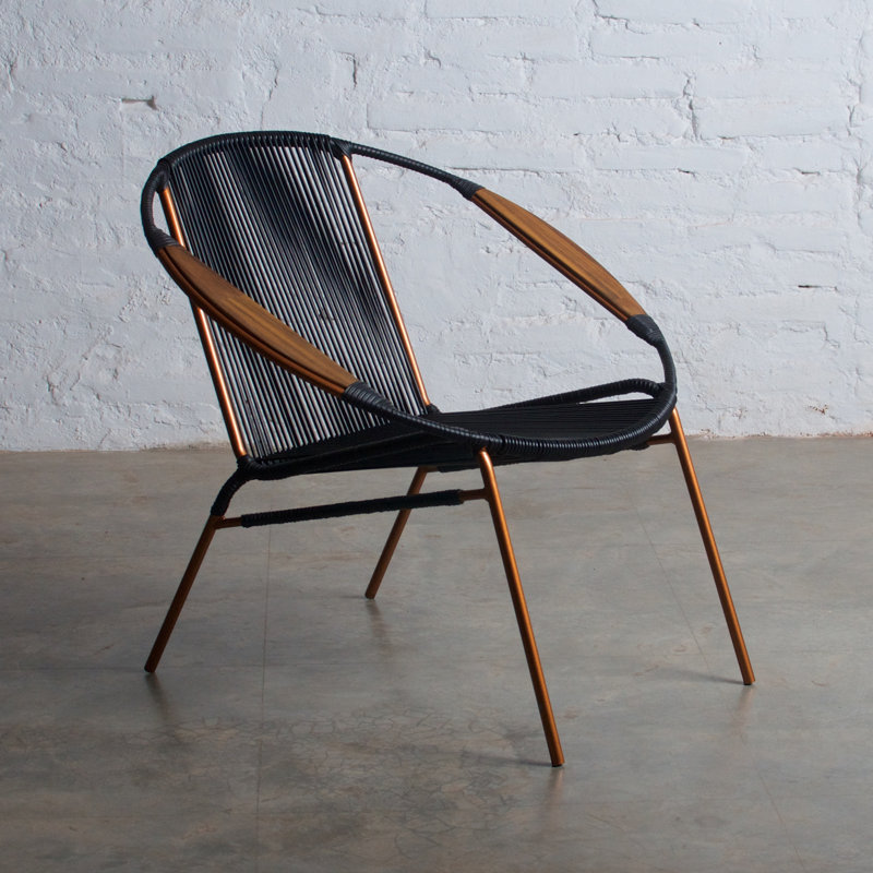 Solido Stackable Accent Chair with Rope Weave, Black