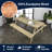 Shoreham 59" Classic Eucalyptus Wood Outdoor Picnic Table with Built-In Benches and Umbrella Hole, Light Teak for Patio and Backyard-96428905-119308097