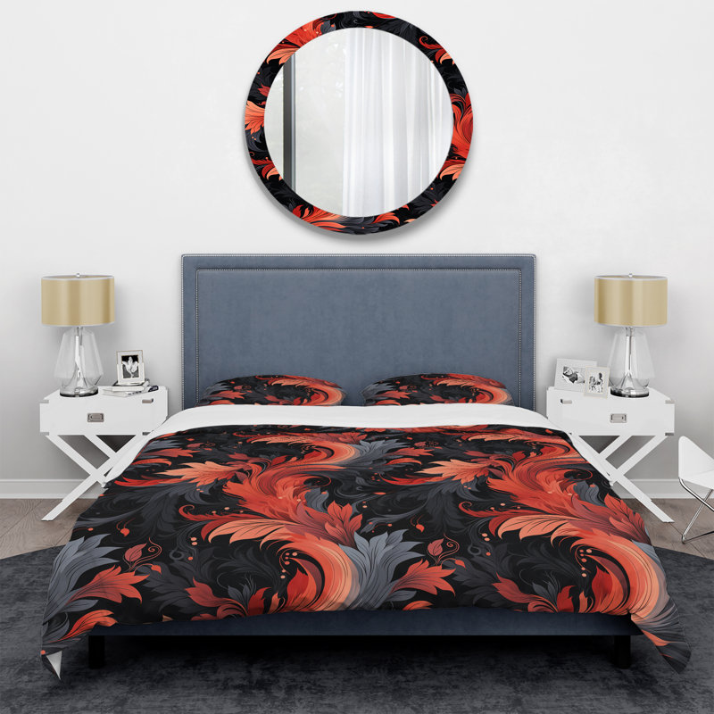 Ensemble de housse de couette Ember Twilight Moody, Housse de couette pour grand lit et 2 taies décor
