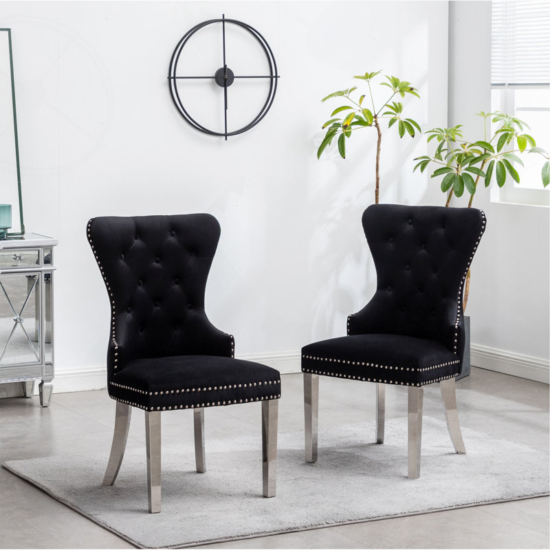 Chaise en velours touffeté Montura, Noir