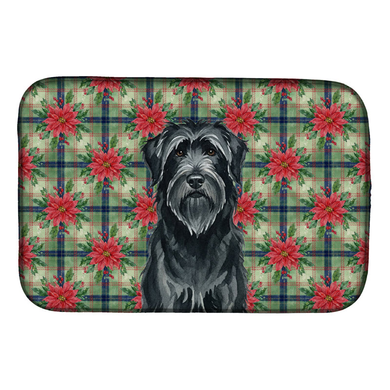 Tapis de vaisselle noir Briard Christmas PoinsettIas