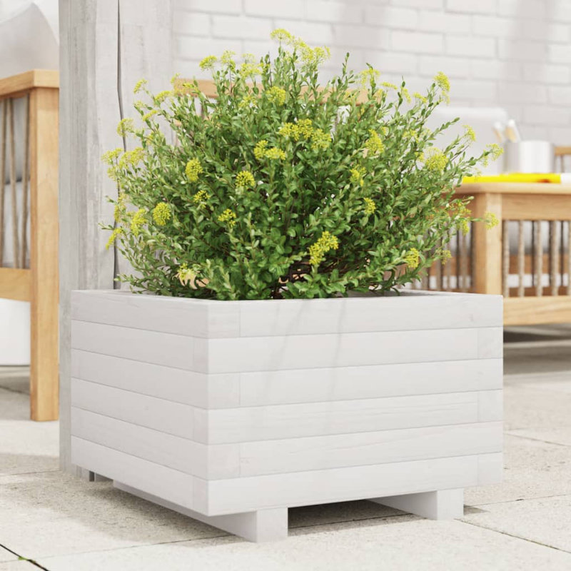 Wood Planter Box, White, 26.5cm H x 40cm W x 40cm D