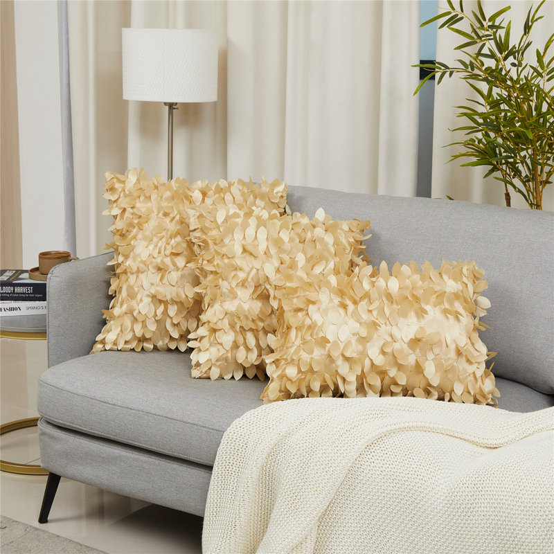 Jeté floral, Beige, Housse de coussin seulement - sans coussin