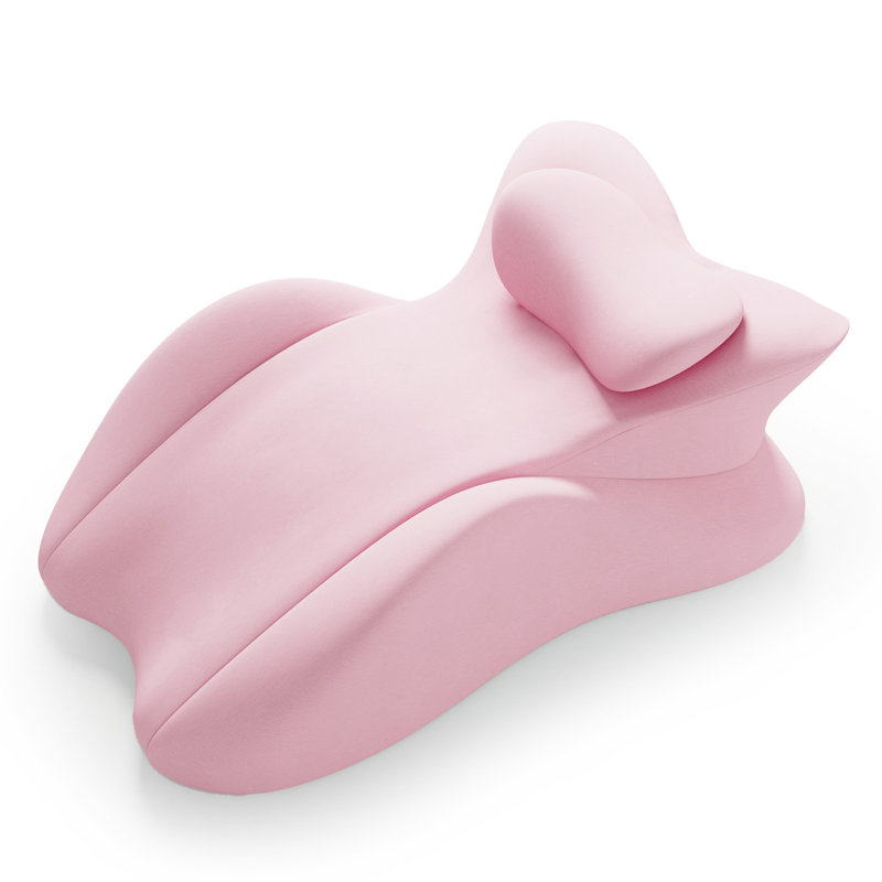 Oreiller à mémoire de forme, oreiller ergonomique pour la lecture, soutien du dos et du cou, Rose