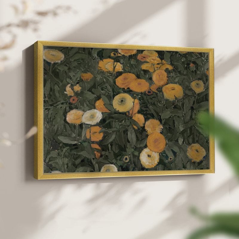 Motif floral rétro - CII - reproduction encadrée, H 8 po x l 10 po